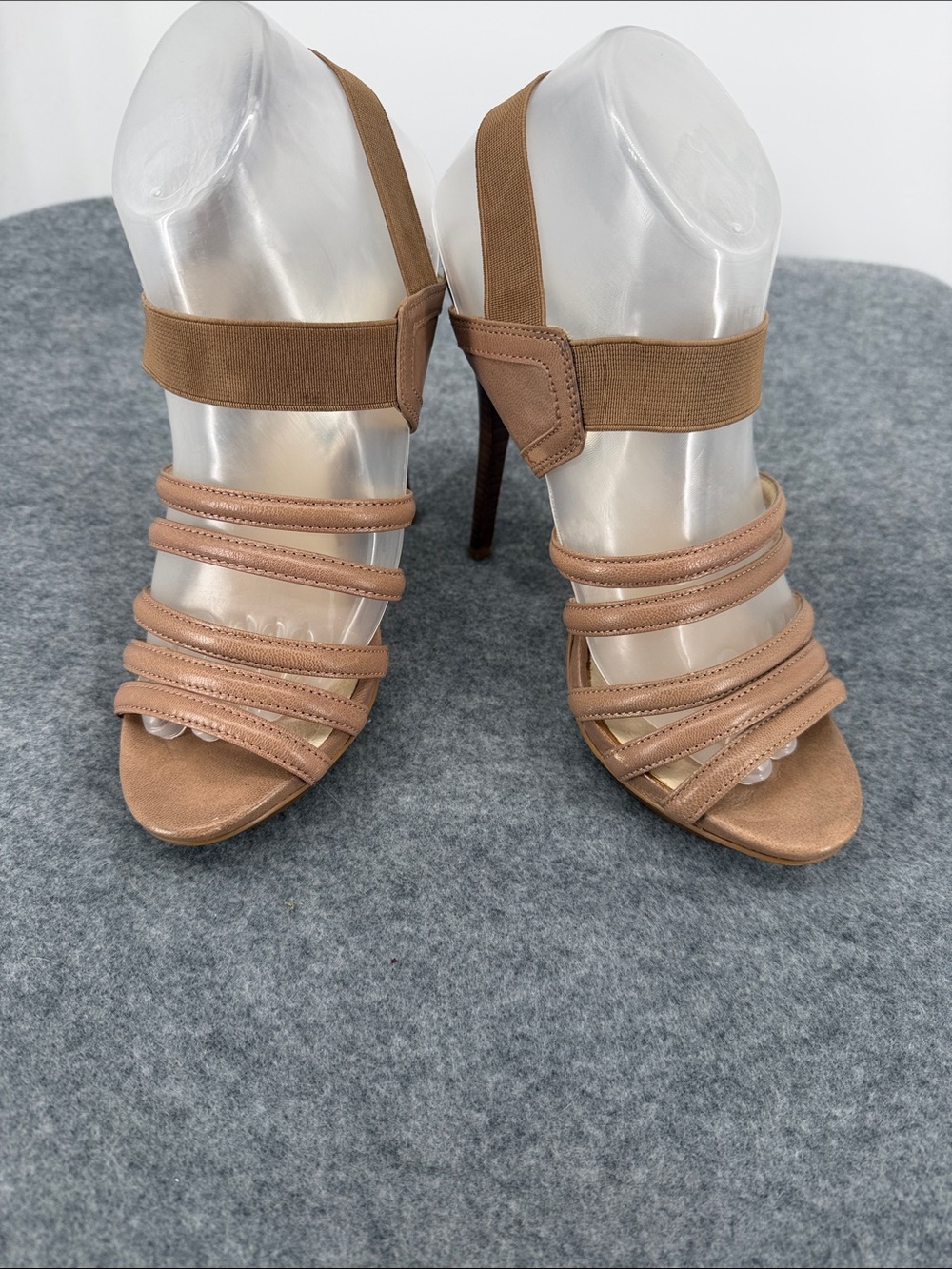 Michael Kors Tonne Sandal in Taupe Glazed Leather heels shoes  US Size 8M